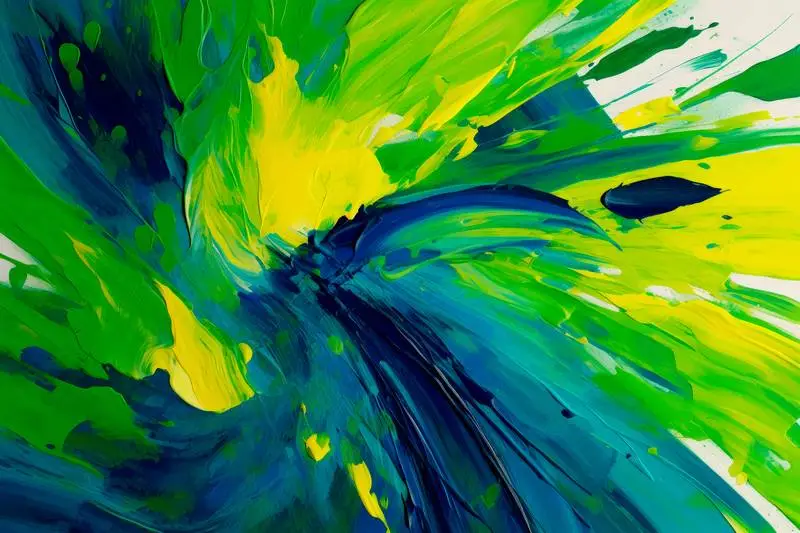 Background of Splash Abstract Painting in Green Colors