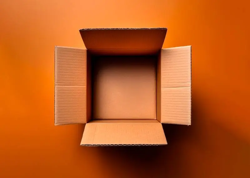 Overhead View of an Empty Cardboard Box
