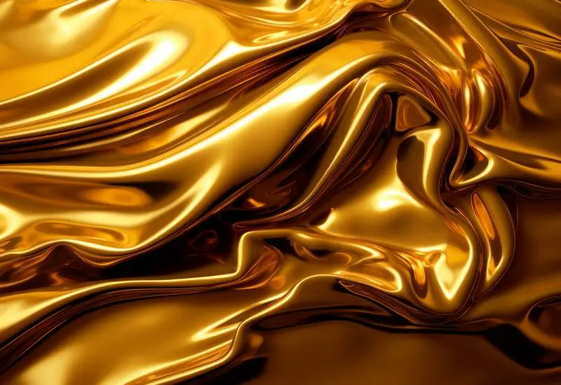 Texture of a Shiny Flowing Golden Foil