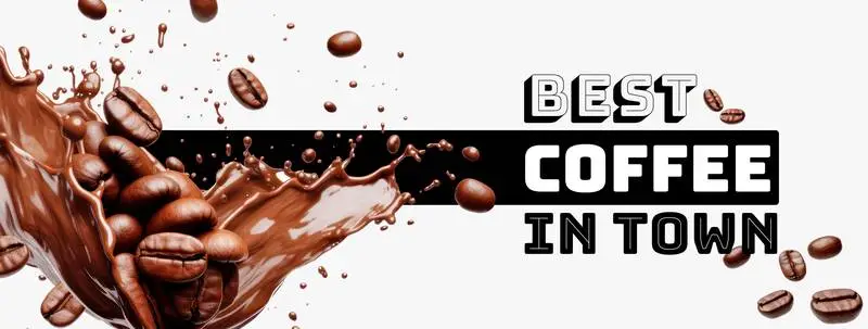 Banner with Splash and Coffee Beans on a White Background
