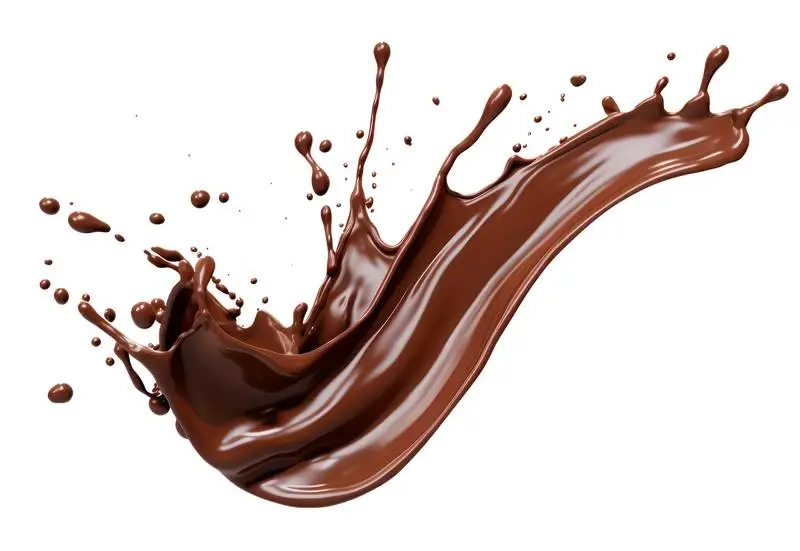 Brown Liquid Splash with Drops on Blank White Background