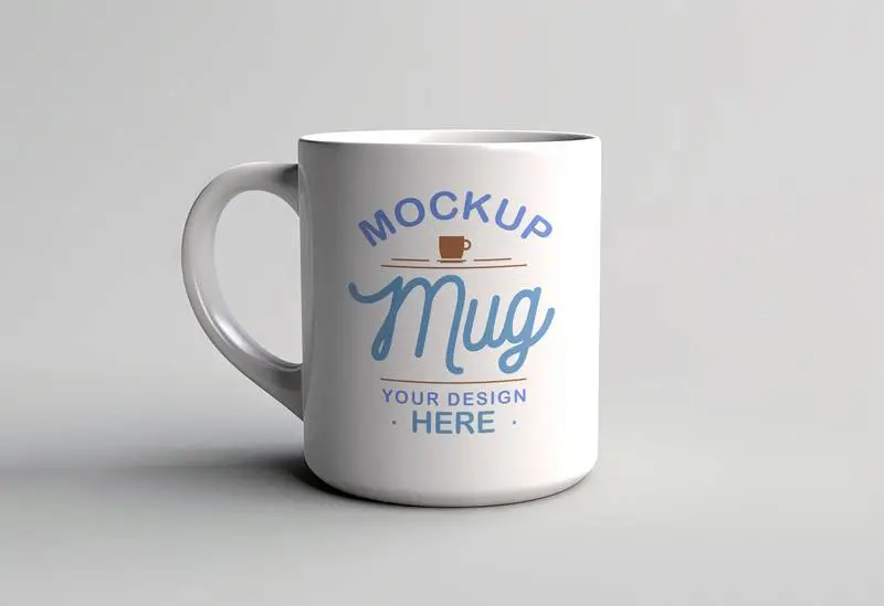 Clean Simple White Mug Mockup on White Background