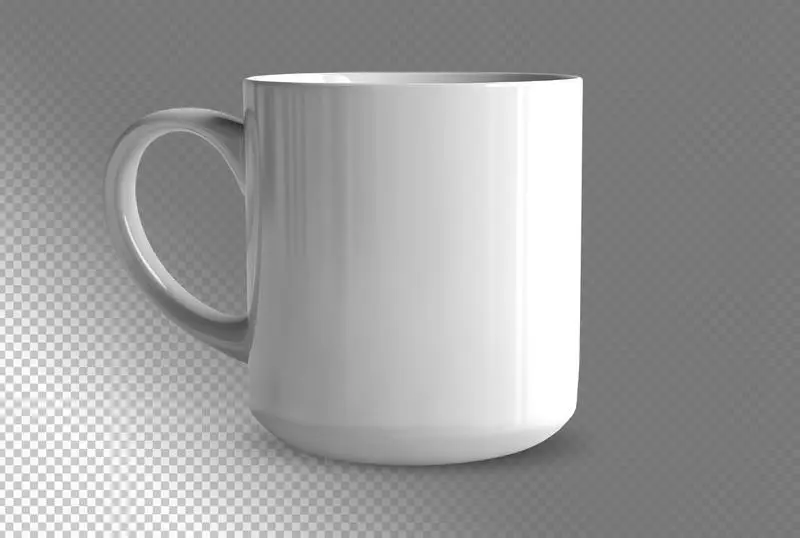 Clean White Coffee Mug on Transparent Background