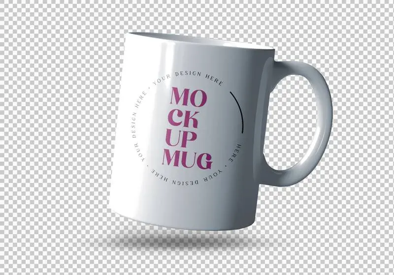 Clean White Mug Mockup Isolated over Transparent Background