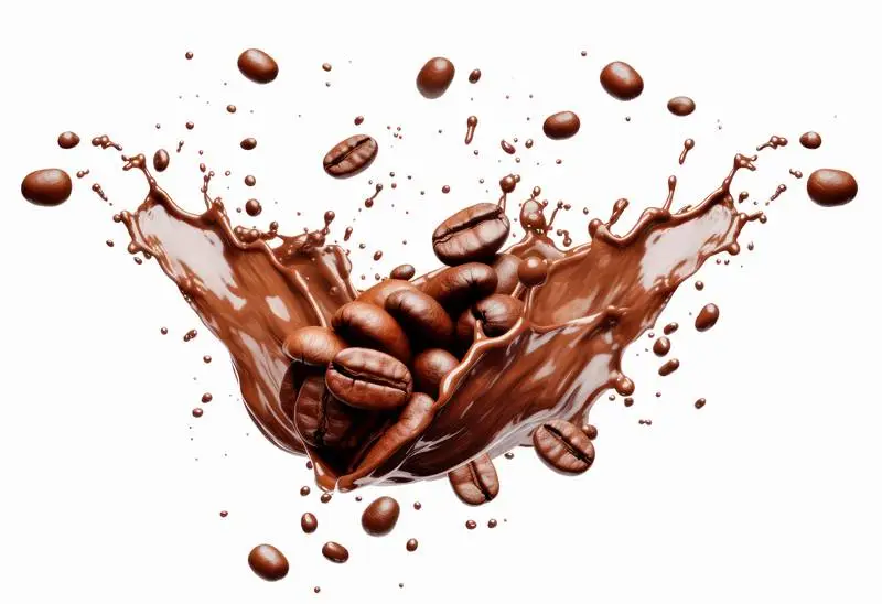 Coffee Splash with Coffee Beans on White Background