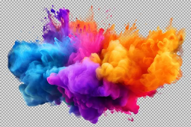 Colorful Dust Cloud Photo Isolated on Transparent Background