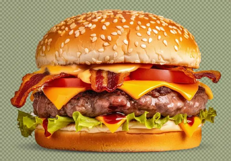 Delicious Burger Isolated on a Transparent Background