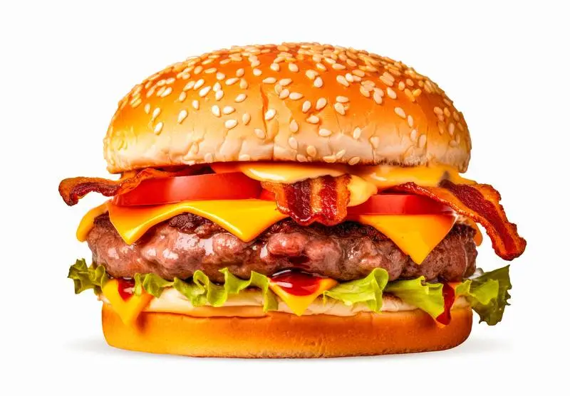 Delicious Burger Isolated on White Background