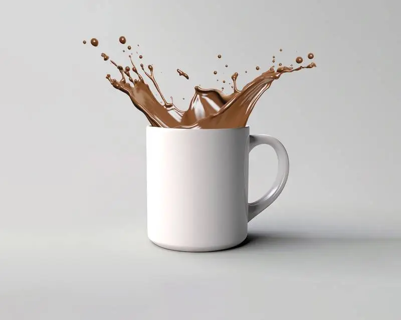 Image of Isolated Mug with Coffee Splash on White Background