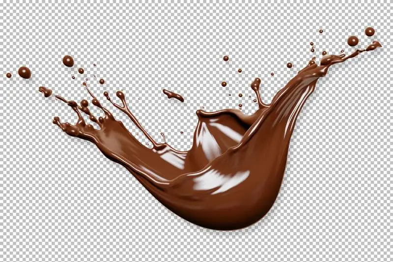 Liquid Splash with Drops on Transparent Background
