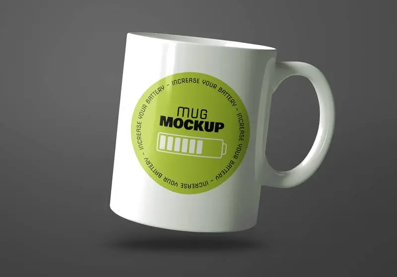 Mockup of White Coffee Mug on Green Background