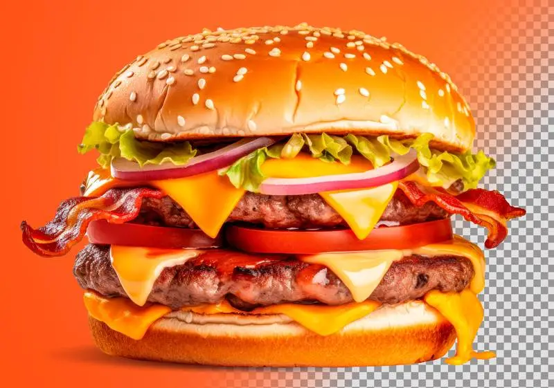 Photo of Delicious Burger Isolated on Transparent Background