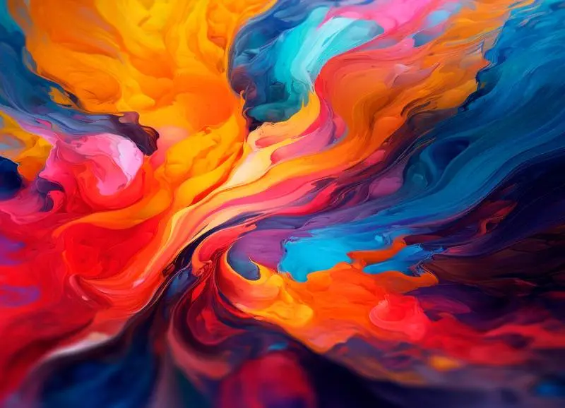 Background Splash Abstract Painting in Orange and Blue Colours