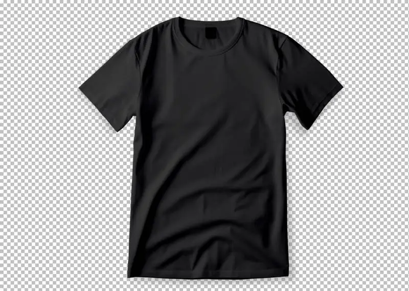 Black T-Shirt on Transparent Background
