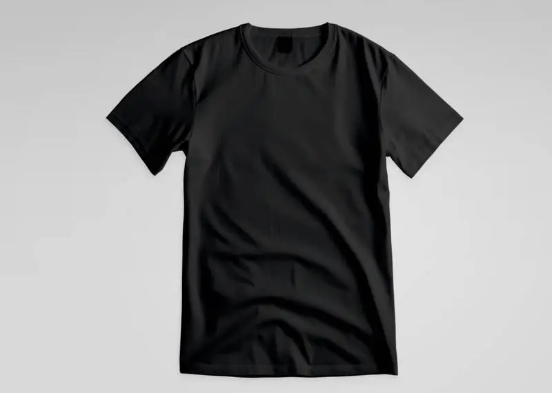 Black T-Shirt on White Background