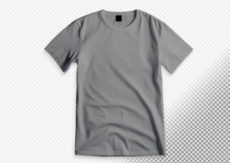 Grey T-Shirt on Transparent Background