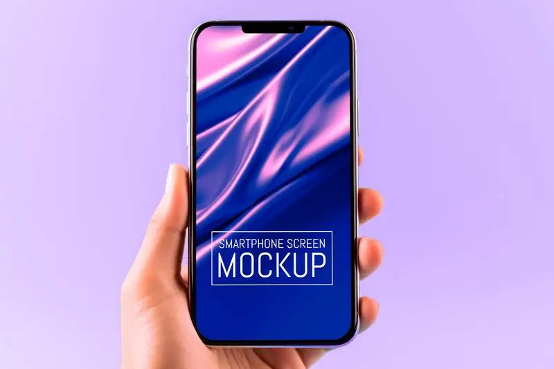 Mockup of Hand Holding a Smartphone