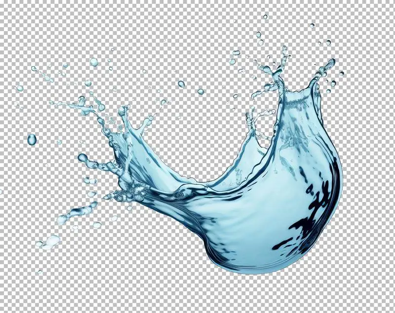 Splashing Water over a Transparent Background
