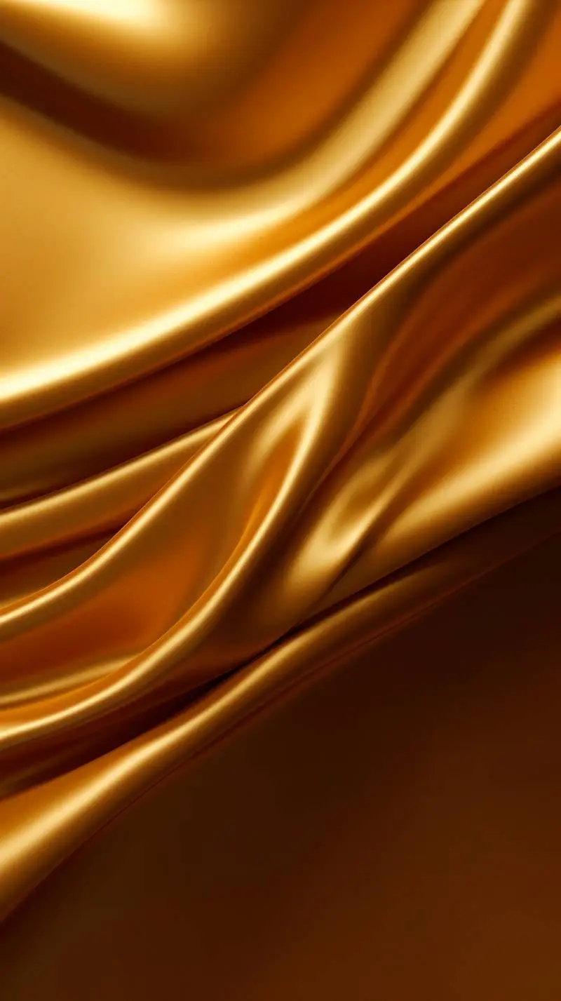 Texture of Wavy and Shiny Gold Fabric