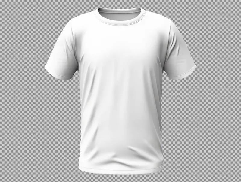 White Blank T-Shirt Mockup on a Transparent Background