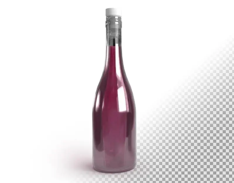 Realistic Bottle of Rosé Wine on a Transparent Background