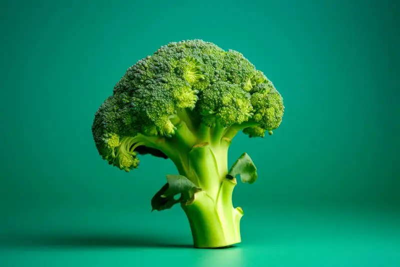 Realistic Image of Standing Broccoli on a Coloured Background