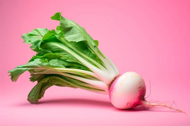 Realistic Image of a Turnip with Leaves on a Colourful Background