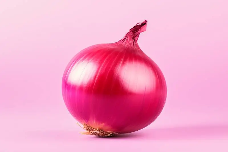 Realistic Image of a Red Onion on a Colourful Background