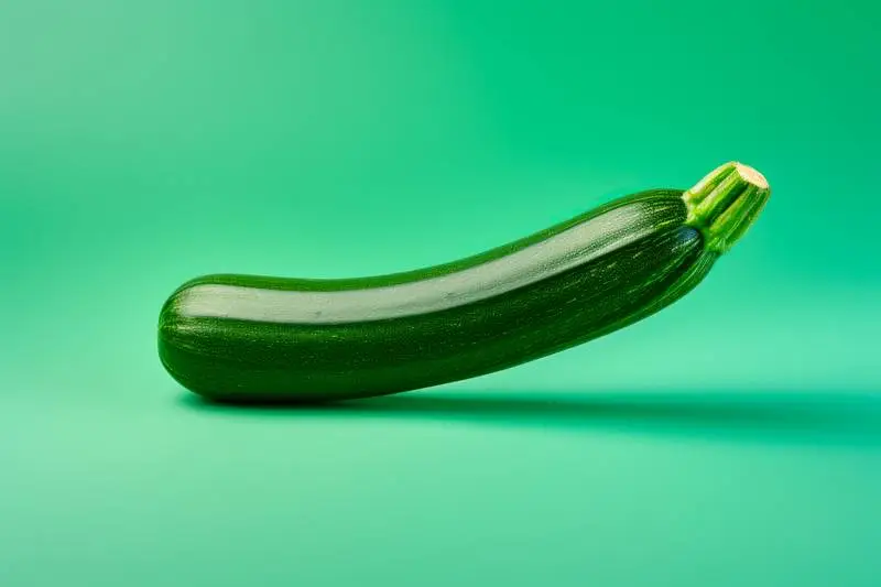 Realistic Image of a Courgette on a Green Coloured Background