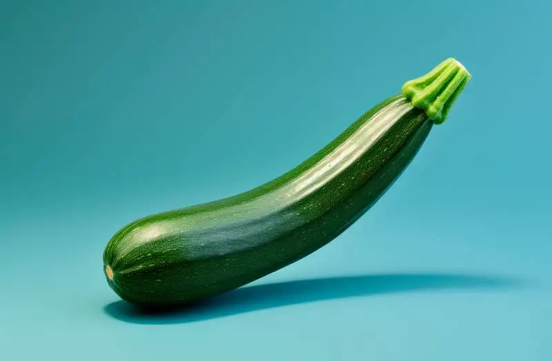 Realistic Image of a Courgette on a Blue Coloured Background