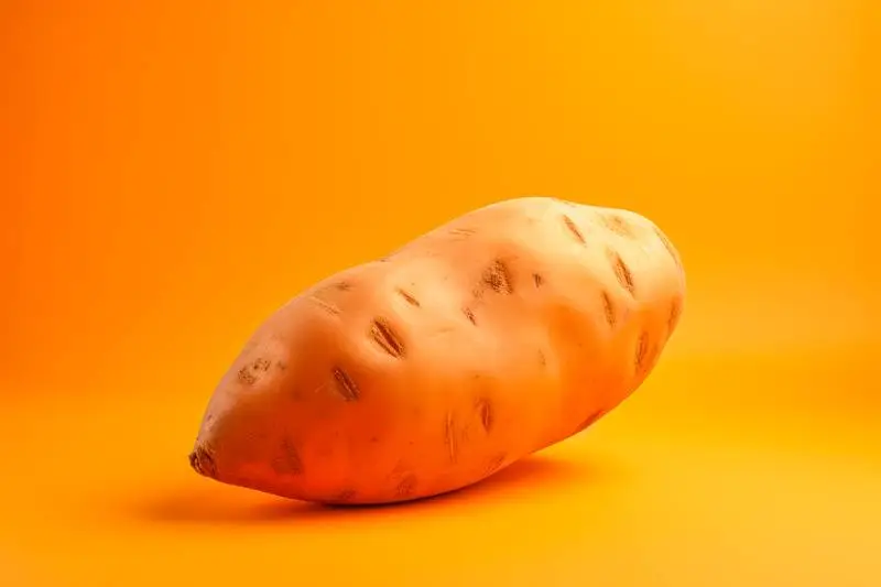 Realistic Image of a Sweet Potato on a Colourful Background