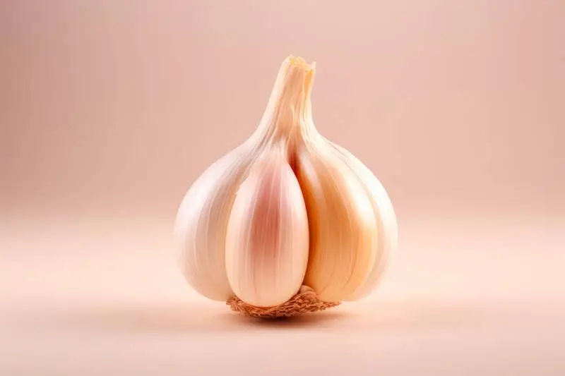 Realistic Image of a Garlic Head on a Colourful Background
