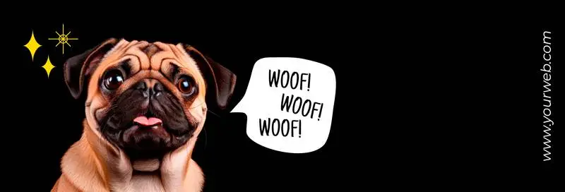 Banner of a Pug with Bubble on a Black Background