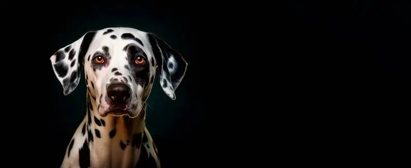 Image of a Dalmatian on a Black Background Banner