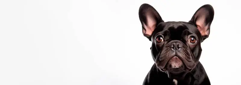 Image of a Black French Bulldog on a White Background Banner