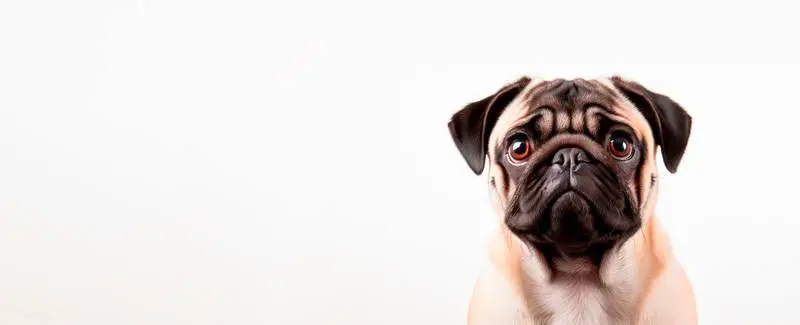 Image of a Pug on a White Background Banner