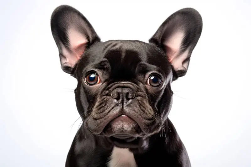 High-Resolution Frontal Photo of a Black French Bulldog Isolated on a White Background