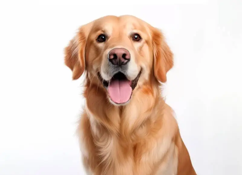 High-Resolution Photo of a Golden Retriever Isolated on a White Background