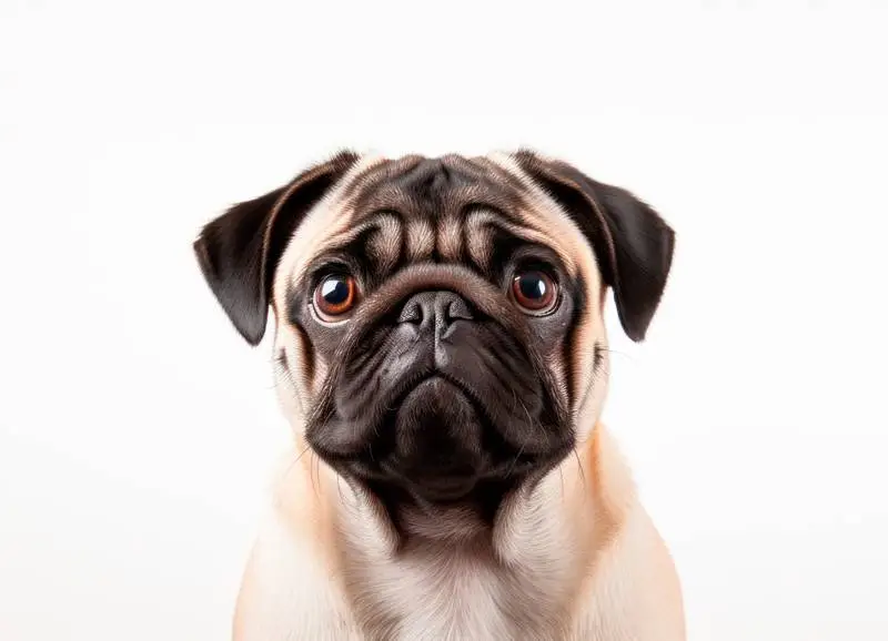 High-Resolution Frontal Photo of a Pug Isolated on a White Background