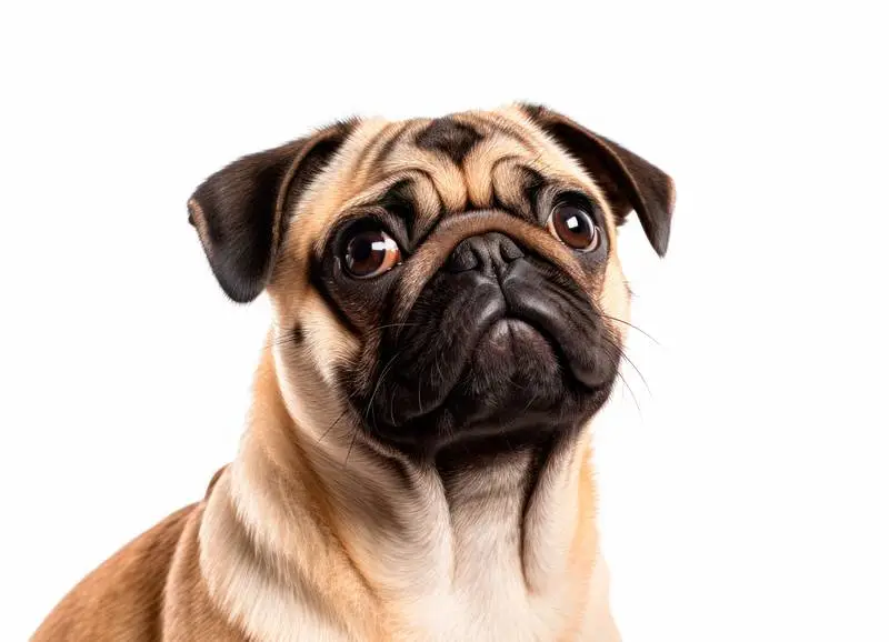 High-Resolution Side Photo of a Pug Isolated on a White Background