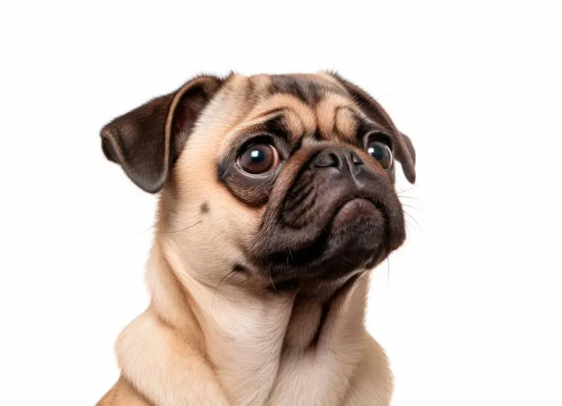 High-Resolution Photo of a Pug Isolated on a White Background