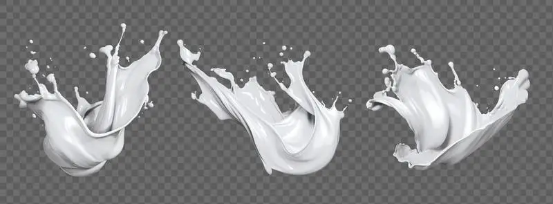 Collection of Milk Splashes Isolated on a Transparent Background