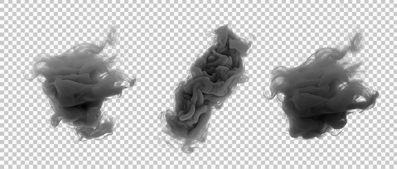 Collection of Realistic Smoke Clouds Isolated on a Transparent Background