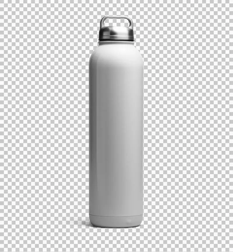 Metallic Water Bottle Isolated on a Transparent Background