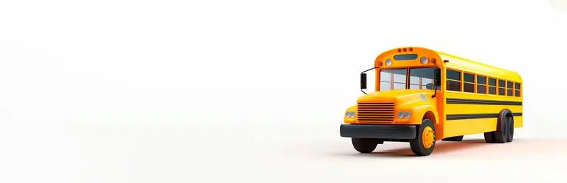3D Toy Bus Banner Isolated on a White Background