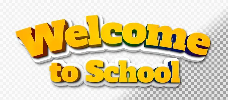 Welcome to School 3D Yellow Text on a Transparent Background