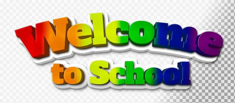 Welcome to School 3D Rainbow Text on a Transparent Background