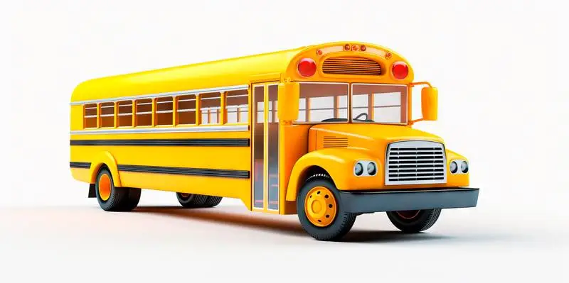 Image of a Yellow 3D Toy School Bus Isolated on a White Background