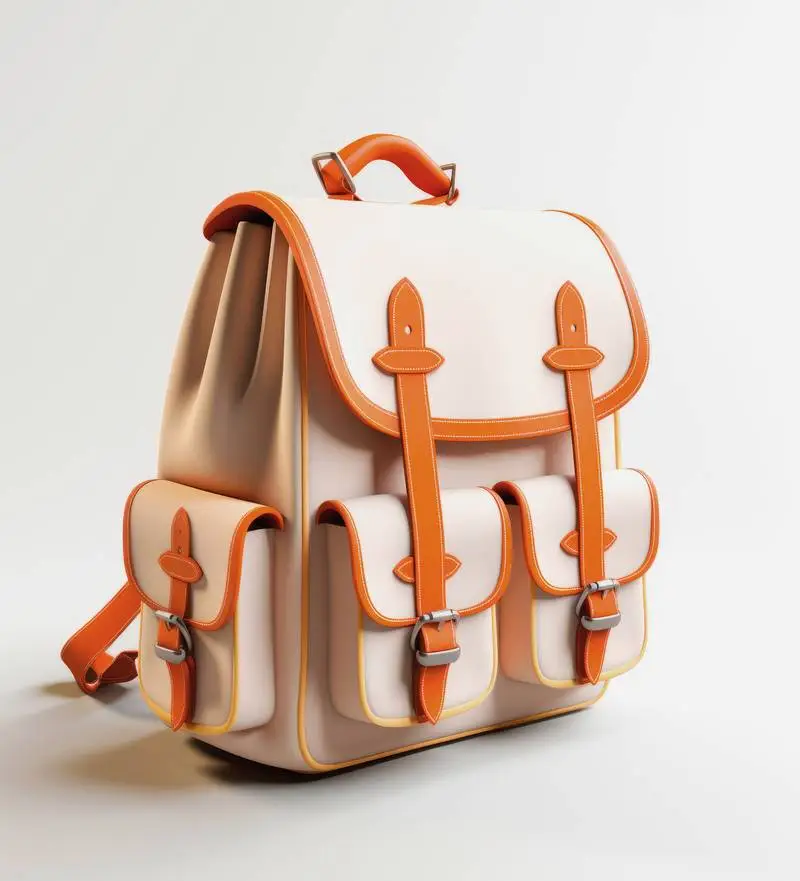 Image of a 3D School Bag on a White Background