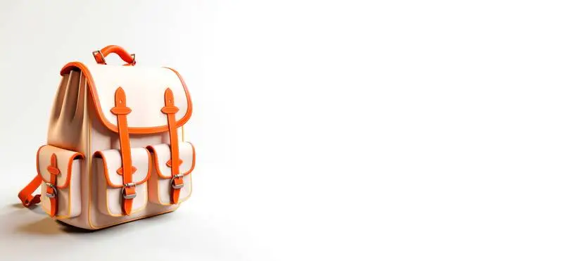 3D School Bag Banner on a White Background